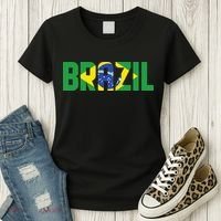 Brazil Flag Lettering Bold Graphic Apparel Women's T-Shirt thumb 3