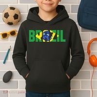 Brazil Flag Lettering Bold Graphic Apparel Kids Hoodie thumb 2