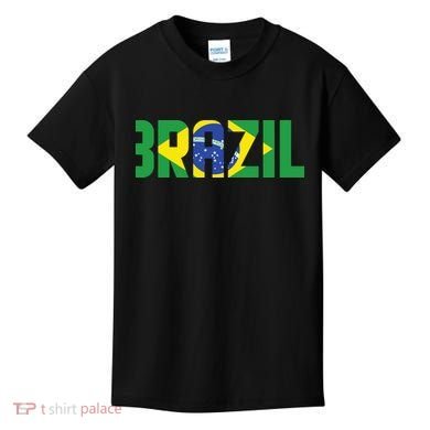 Brazil Flag Lettering Bold Graphic Apparel Kids T-Shirt