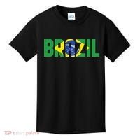 Brazil Flag Lettering Bold Graphic Apparel Kids T-Shirt thumb 0