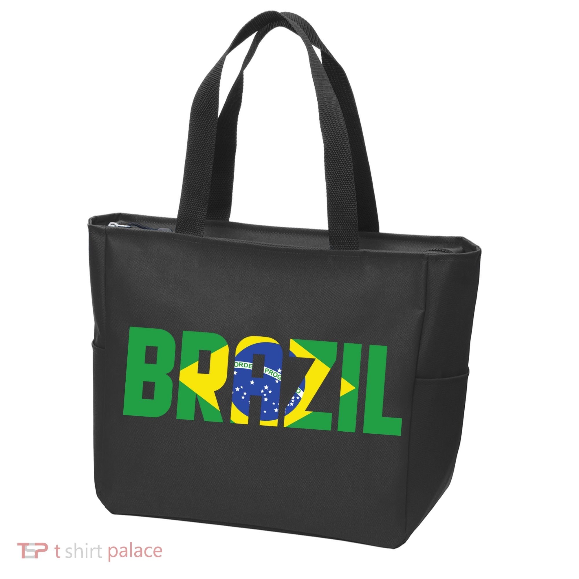 Brazil Flag Lettering Bold Graphic Apparel Tote Bag