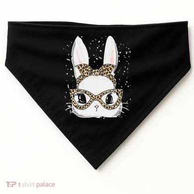 Bunny Face Leopard Glasses Headband Happy Easter Day Women's USA-Made Doggie Bandana