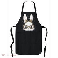 Bunny Face Leopard Glasses Headband Happy Easter Day Women's Apron thumb 0