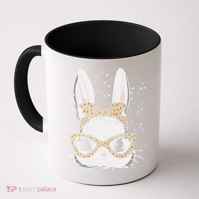 Bunny Face Leopard Glasses Headband Happy Easter Day Women's Coffee Mug