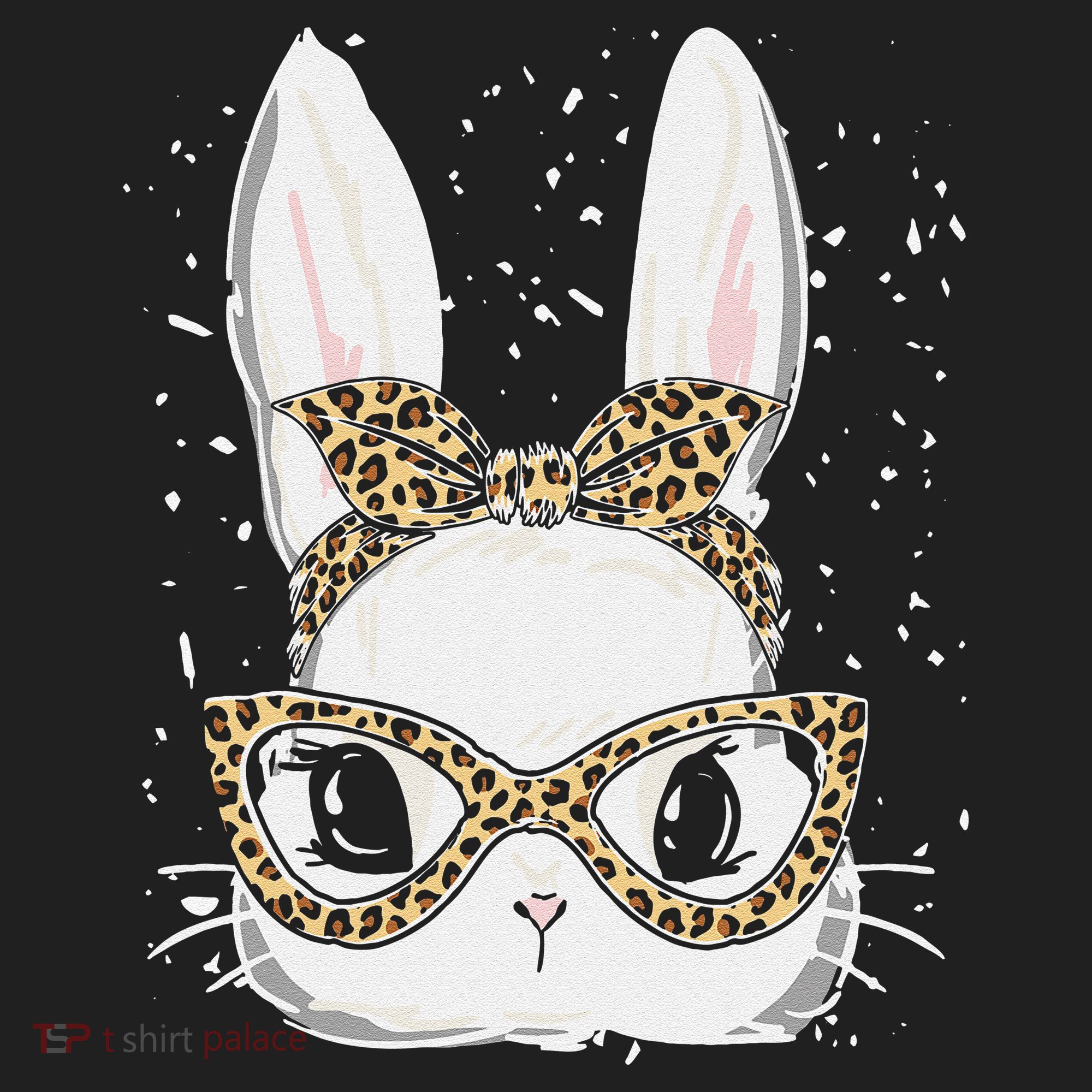 Bunny Face Leopard Glasses Headband Happy Easter Day Women's Beanie