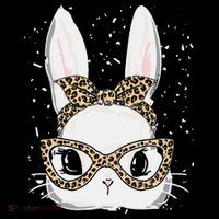 Bunny Face Leopard Glasses Headband Happy Easter Day Women's Women's Hoodie thumb 2