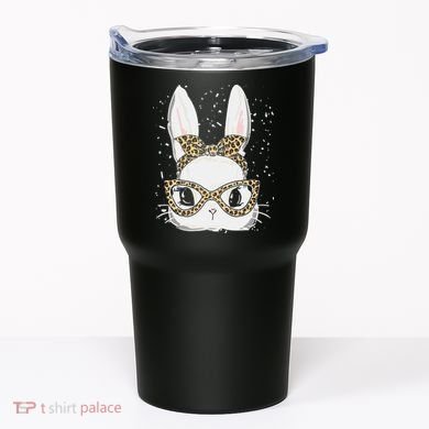 Bunny Face Leopard Glasses Headband Happy Easter Day Women's Tumbler