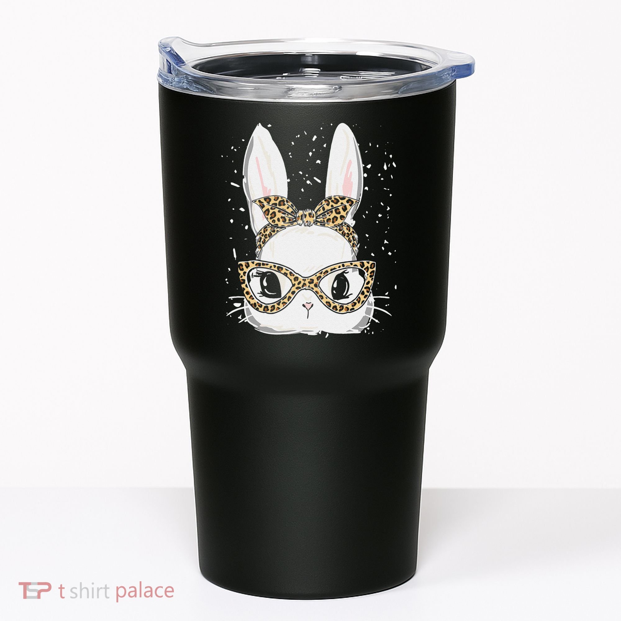 Bunny Face Leopard Glasses Headband Happy Easter Day Women's Tumbler