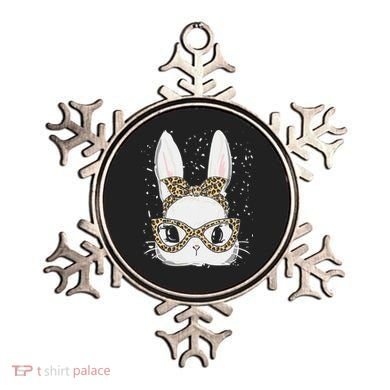 Bunny Face Leopard Glasses Headband Happy Easter Day Women's Ornament
