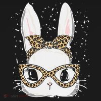 Bunny Face Leopard Glasses Headband Happy Easter Day Women's Baby Bodysuit thumb 2