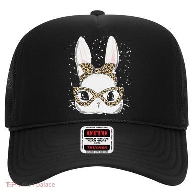 Bunny Face Leopard Glasses Headband Happy Easter Day Women's Hat