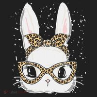 Bunny Face Leopard Glasses Headband Happy Easter Day Women's Hat thumb 2