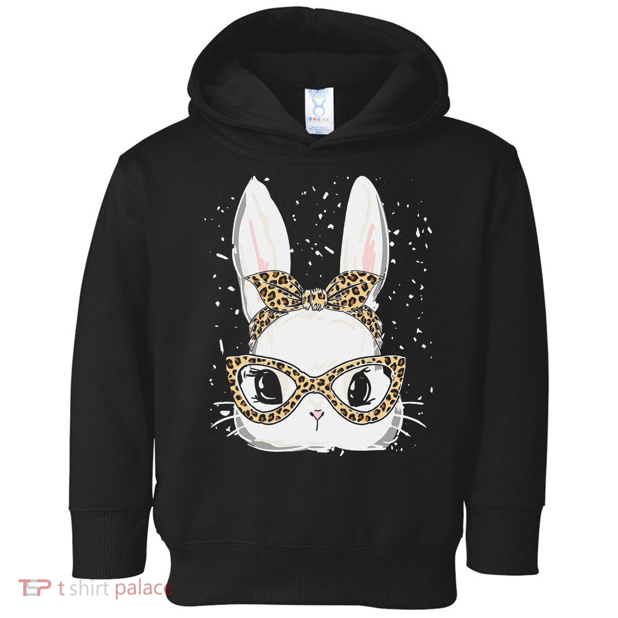 Bunny Face Leopard Glasses Headband Happy Easter Day Women's Toddler Hoodie