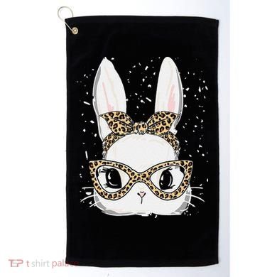 Bunny Face Leopard Glasses Headband Happy Easter Day Women's Golf Towel