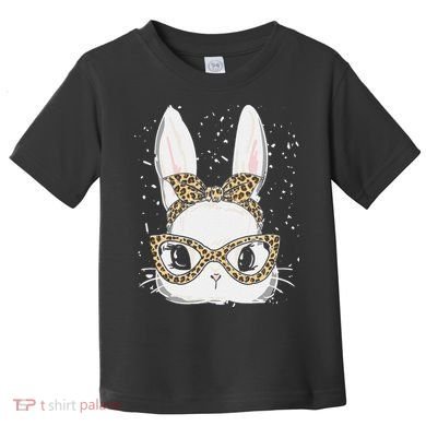 Bunny Face Leopard Glasses Headband Happy Easter Day Women's Toddler T-Shirt
