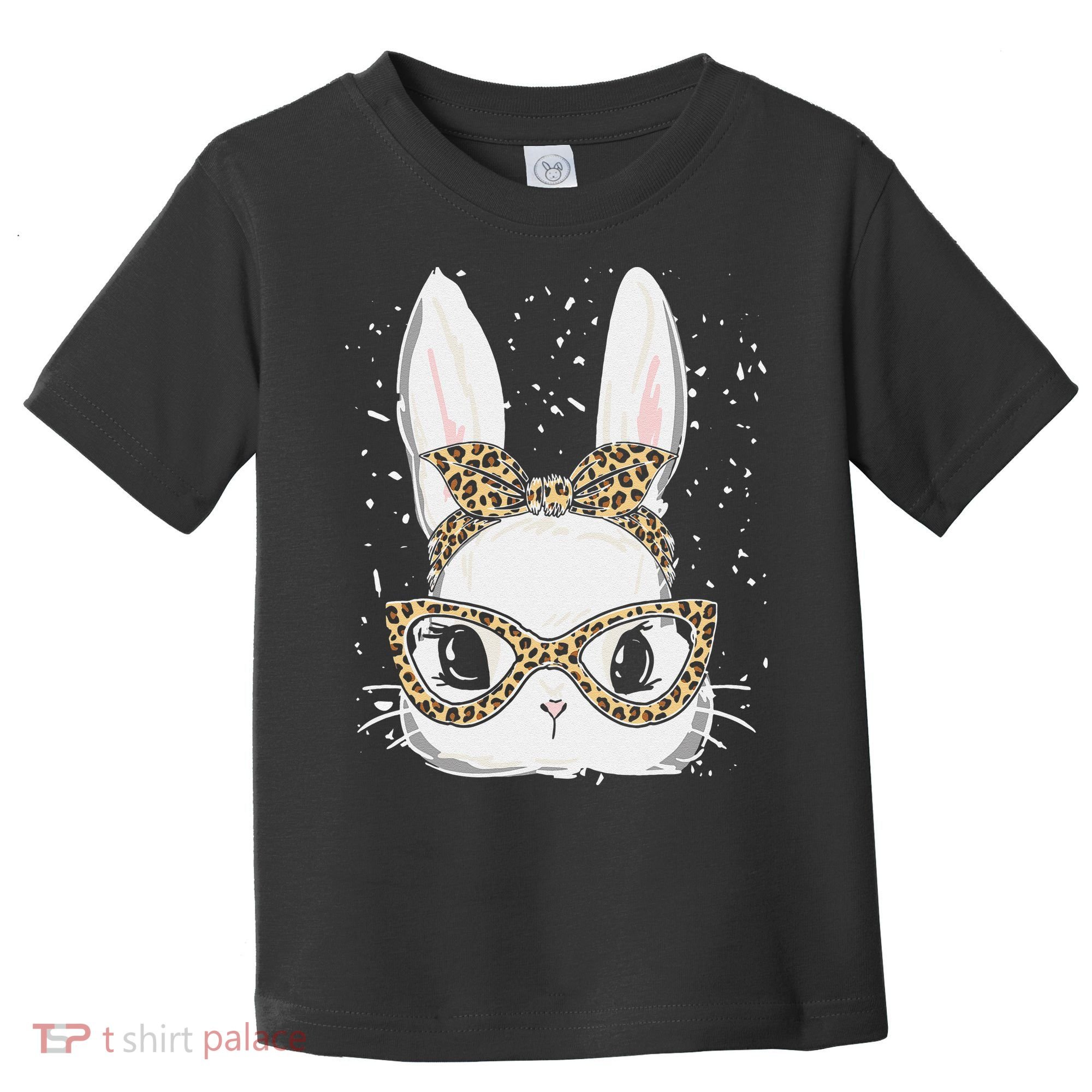 Bunny Face Leopard Glasses Headband Happy Easter Day Women's Toddler T-Shirt