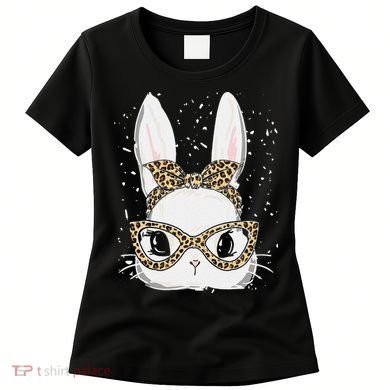 Bunny Face Leopard Glasses Headband Happy Easter Day Women's Women's T-Shirt