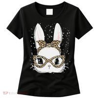 Bunny Face Leopard Glasses Headband Happy Easter Day Women's Women's T-Shirt thumb 0
