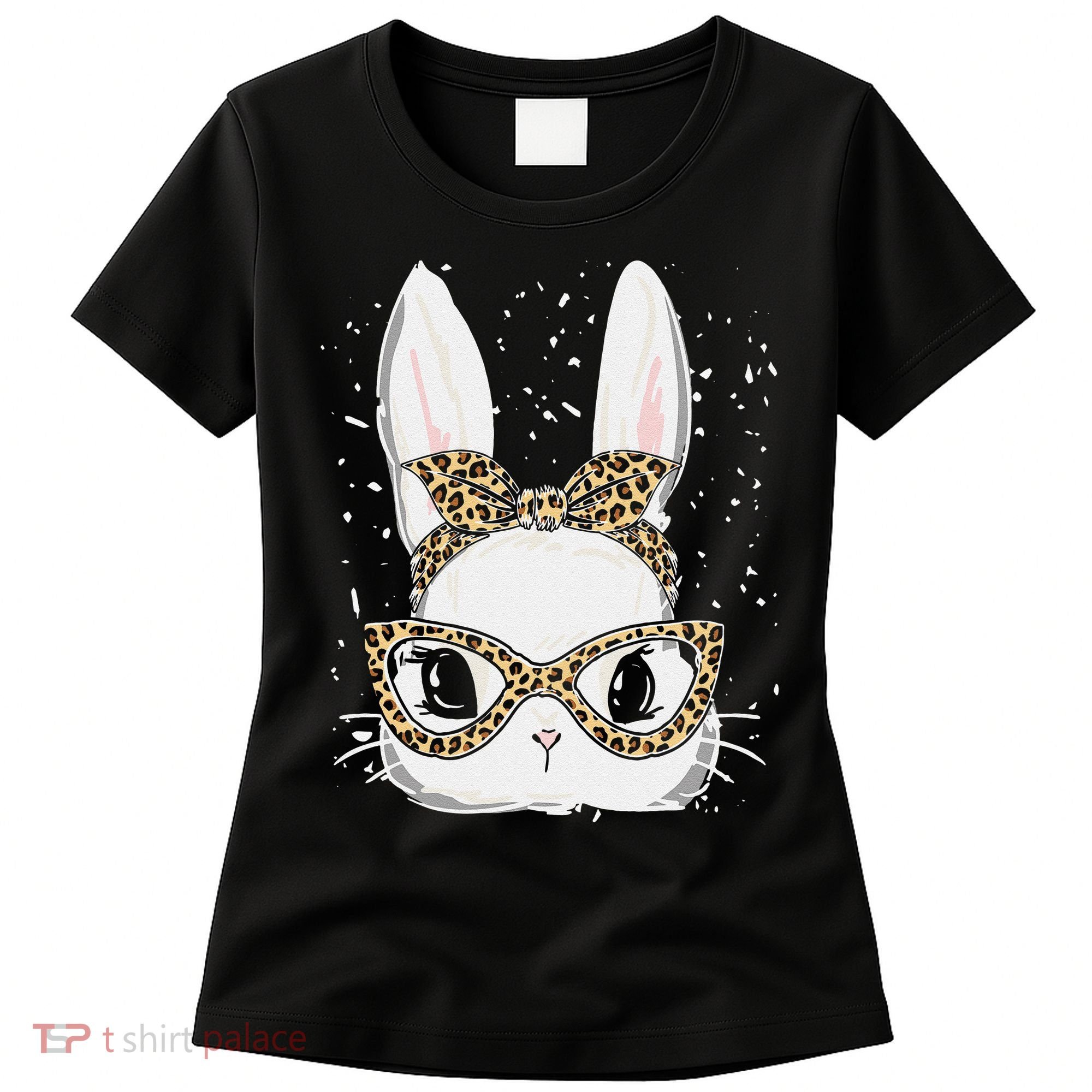 Bunny Face Leopard Glasses Headband Happy Easter Day Women's Women's T-Shirt