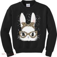 Bunny Face Leopard Glasses Headband Happy Easter Day Women's Kids Sweatshirt thumb 0