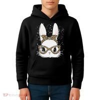 Bunny Face Leopard Glasses Headband Happy Easter Day Women's Kids Hoodie thumb 4