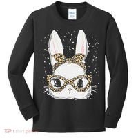 Bunny Face Leopard Glasses Headband Happy Easter Day Women's Kids Long Sleeve Shirt thumb 0