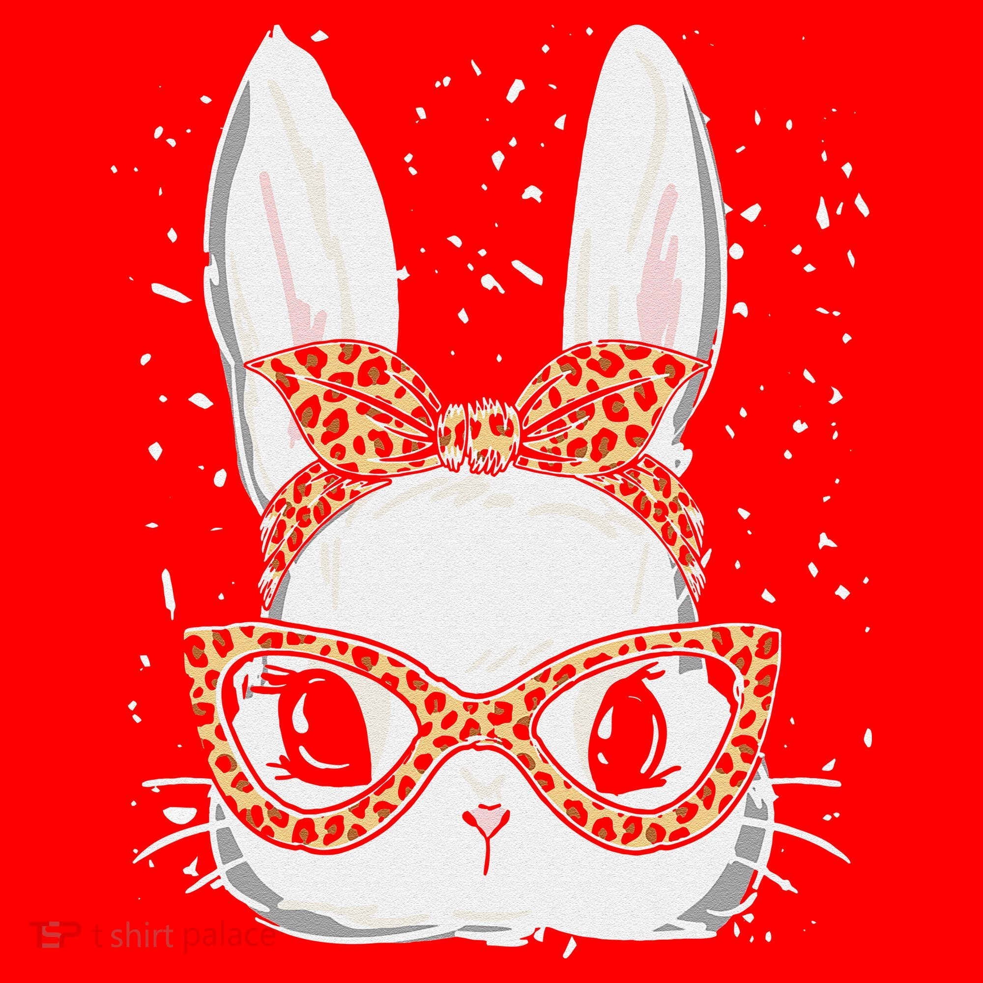 Bunny Face Leopard Glasses Headband Happy Easter Day Women's Santa Hat