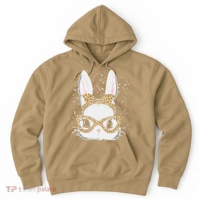 Bunny Face Leopard Glasses Headband Happy Easter Day Women's Hoodie