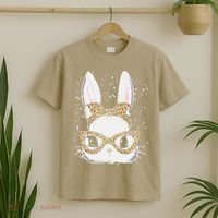 Bunny Face Leopard Glasses Headband Happy Easter Day Women's T-Shirt thumb 2
