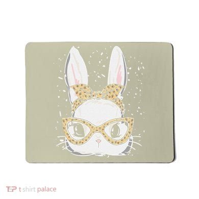 Bunny Face Leopard Glasses Headband Happy Easter Day Women's Mousepad