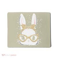 Bunny Face Leopard Glasses Headband Happy Easter Day Women's Mousepad thumb 0