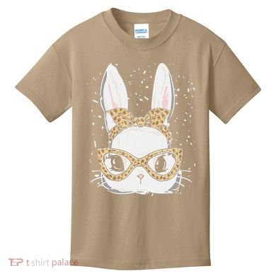 Bunny Face Leopard Glasses Headband Happy Easter Day Women's Kids T-Shirt