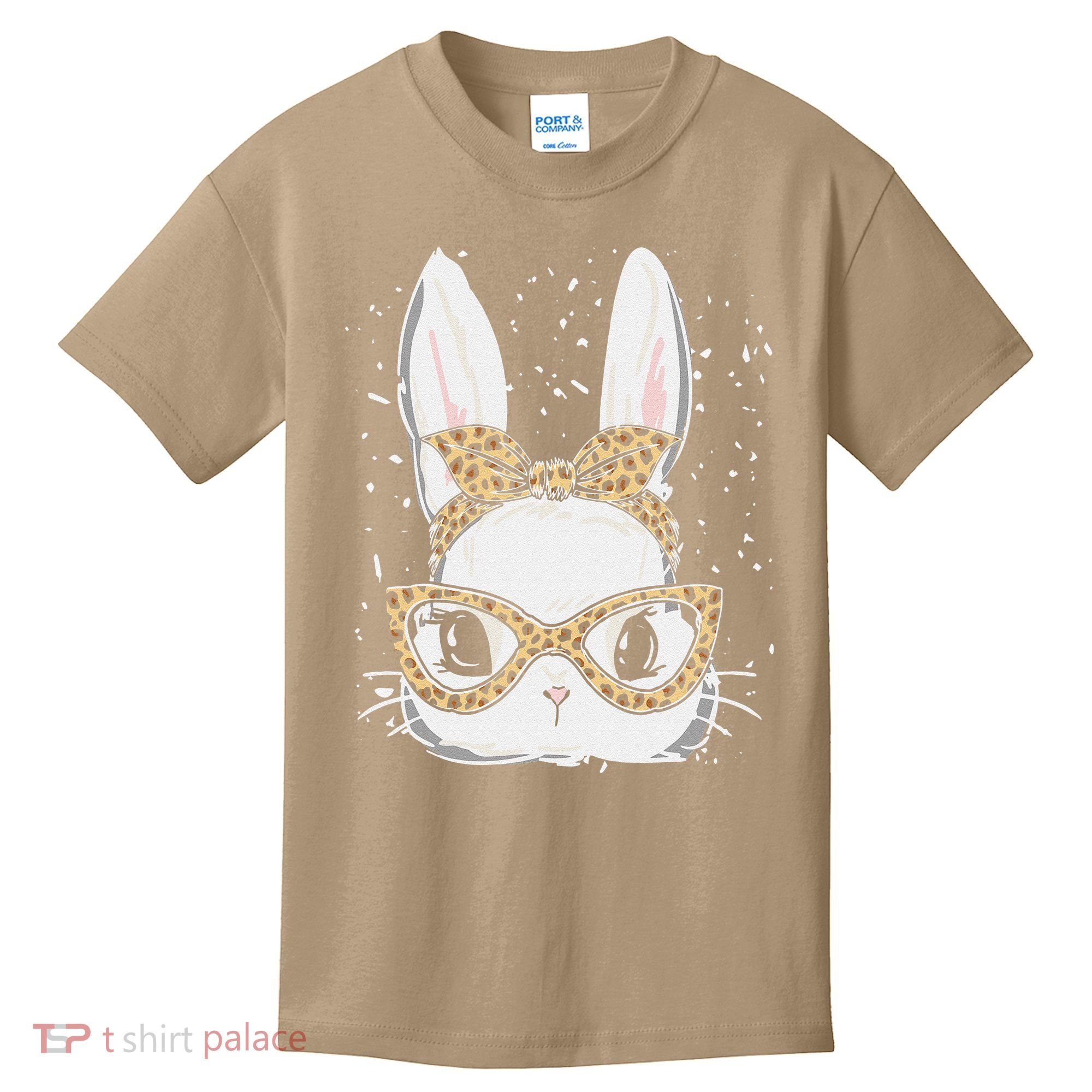 Bunny Face Leopard Glasses Headband Happy Easter Day Women's Kids T-Shirt