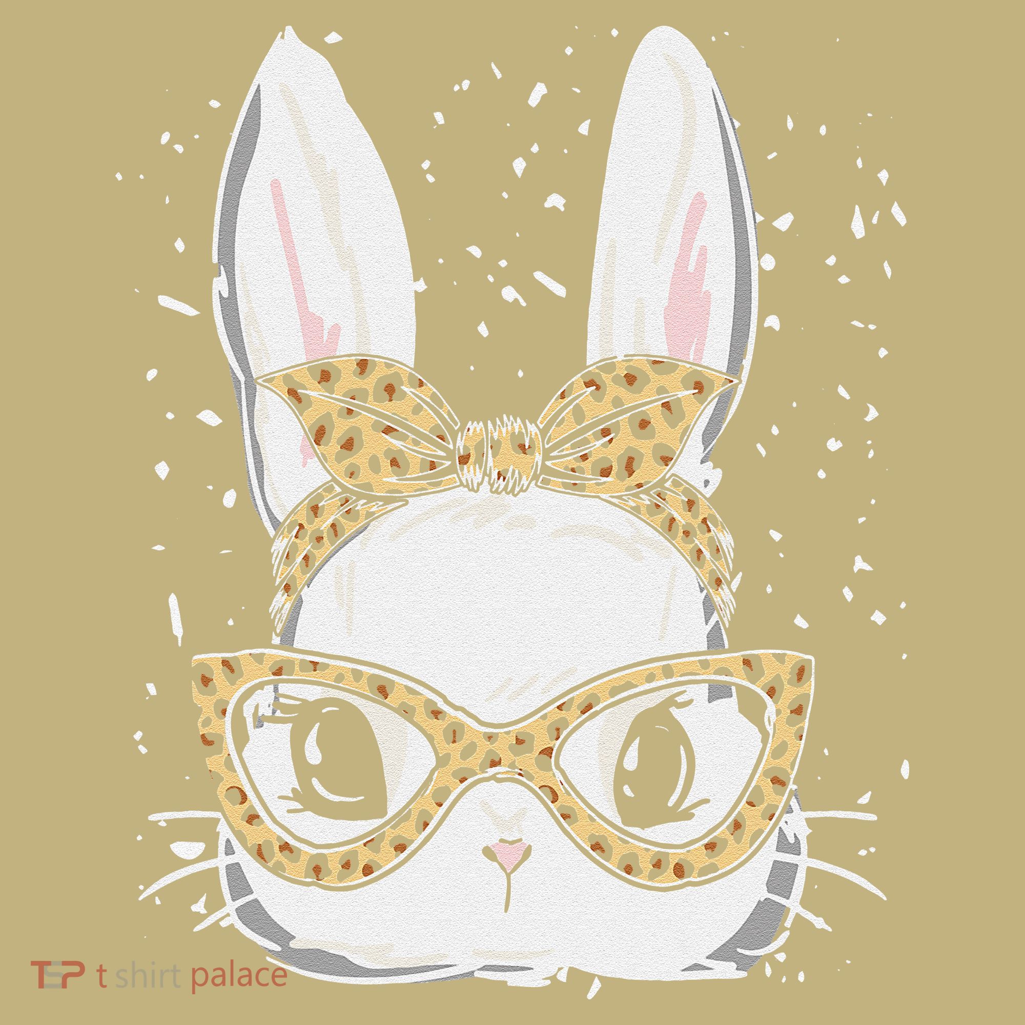 Bunny Face Leopard Glasses Headband Happy Easter Day Women's Kids T-Shirt