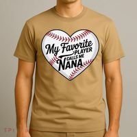 Baseball Fans Lovers Heart My Favorite Player Calls Me Nana T-Shirt thumb 3