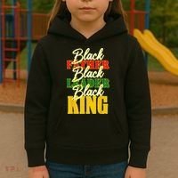 Black Father Leader Juneteenth King Melanin Father's Day Kids Hoodie thumb 3
