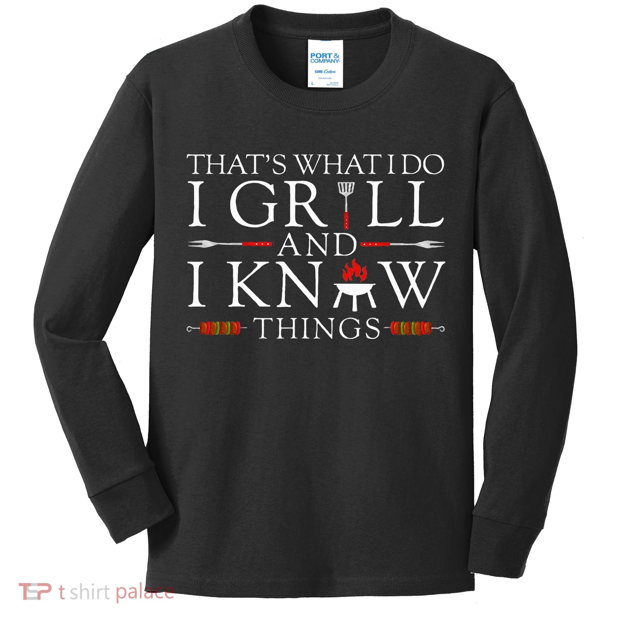 Bbq Food Lover ThatS What I Do I Grill And I Know Things Kids Long Sleeve Shirt