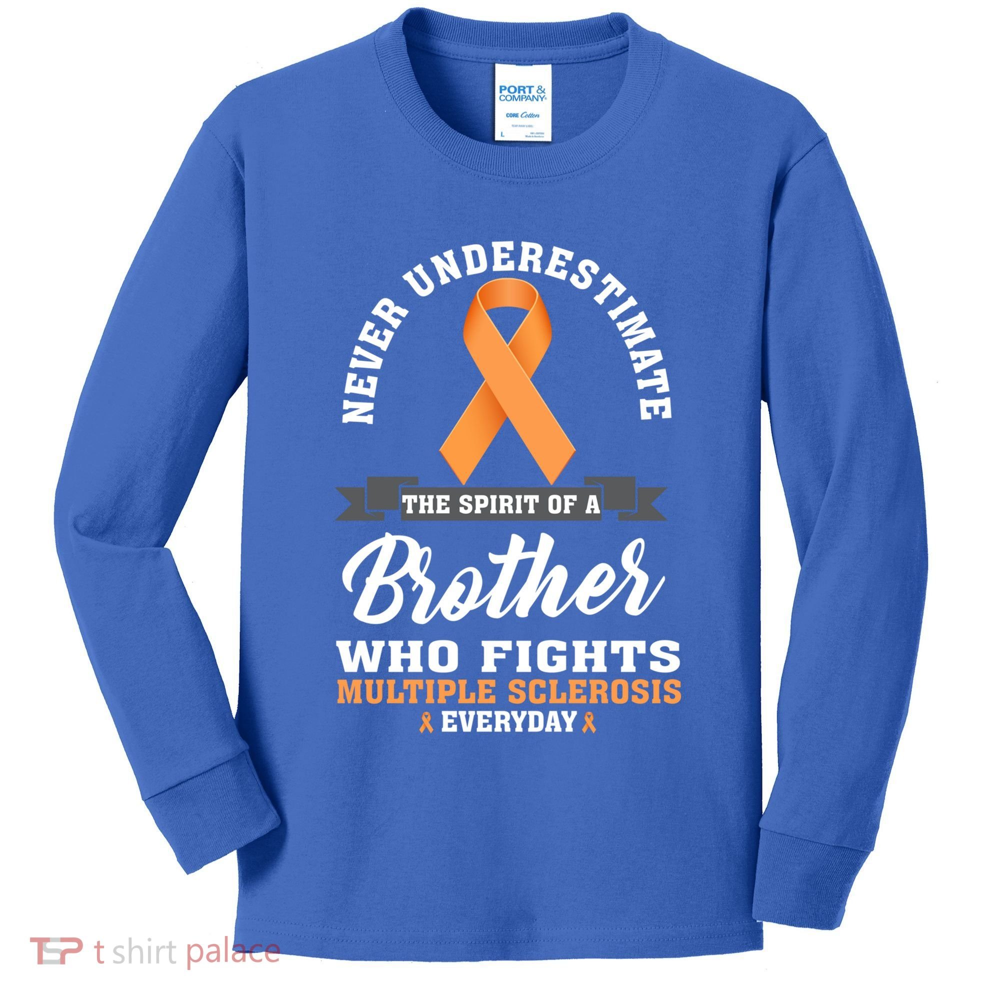 Brother Fights Multiple Sclerosis Ms Warrior Gift Kids Long Sleeve Shirt
