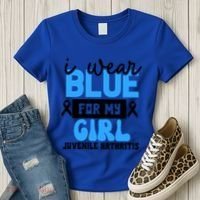 Blue For My Juvenile Arthritis Awareness Mom Dad Sister Gift Women's T-Shirt thumb 3