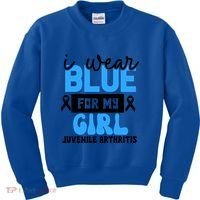 Blue For My Juvenile Arthritis Awareness Mom Dad Sister Gift Kids Sweatshirt thumb 0
