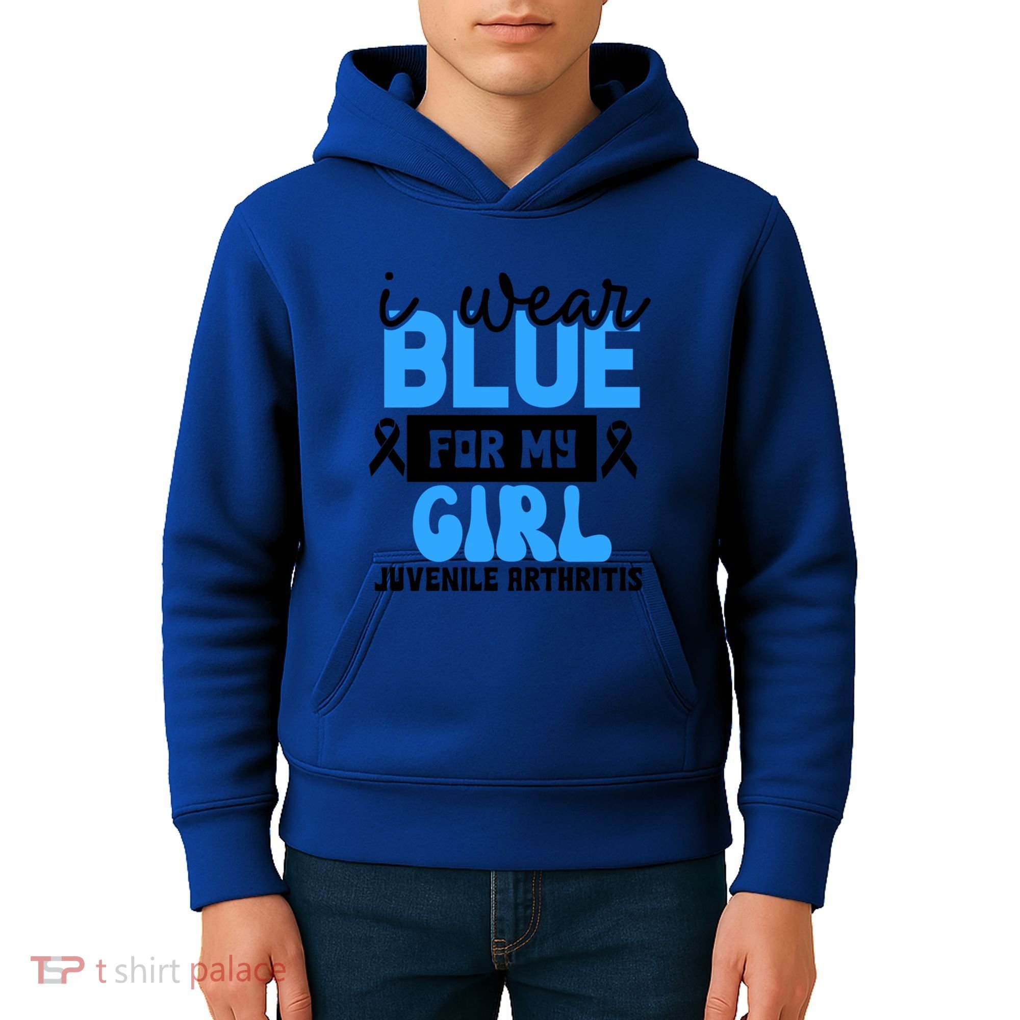 Blue For My Juvenile Arthritis Awareness Mom Dad Sister Gift Kids Hoodie