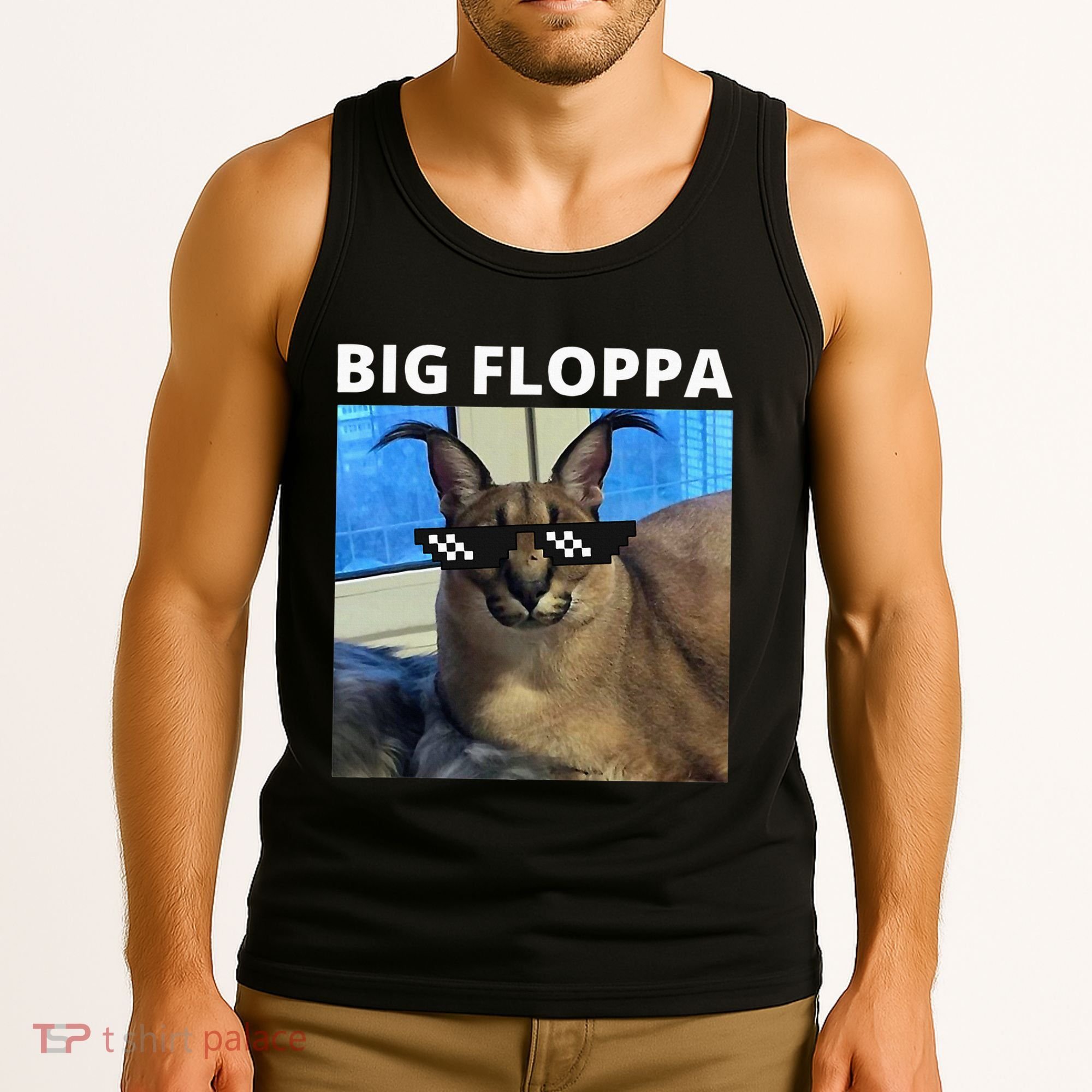 Big Floppa Meme Cat Tank Top