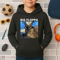 Big Floppa Meme Cat Kids Hoodie thumb 2