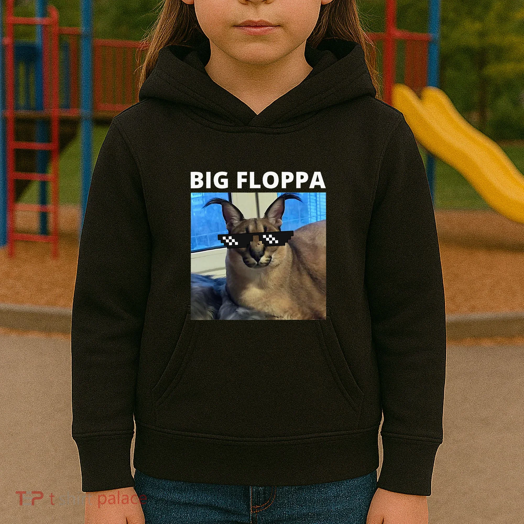 Big Floppa Meme Cat Kids Hoodie