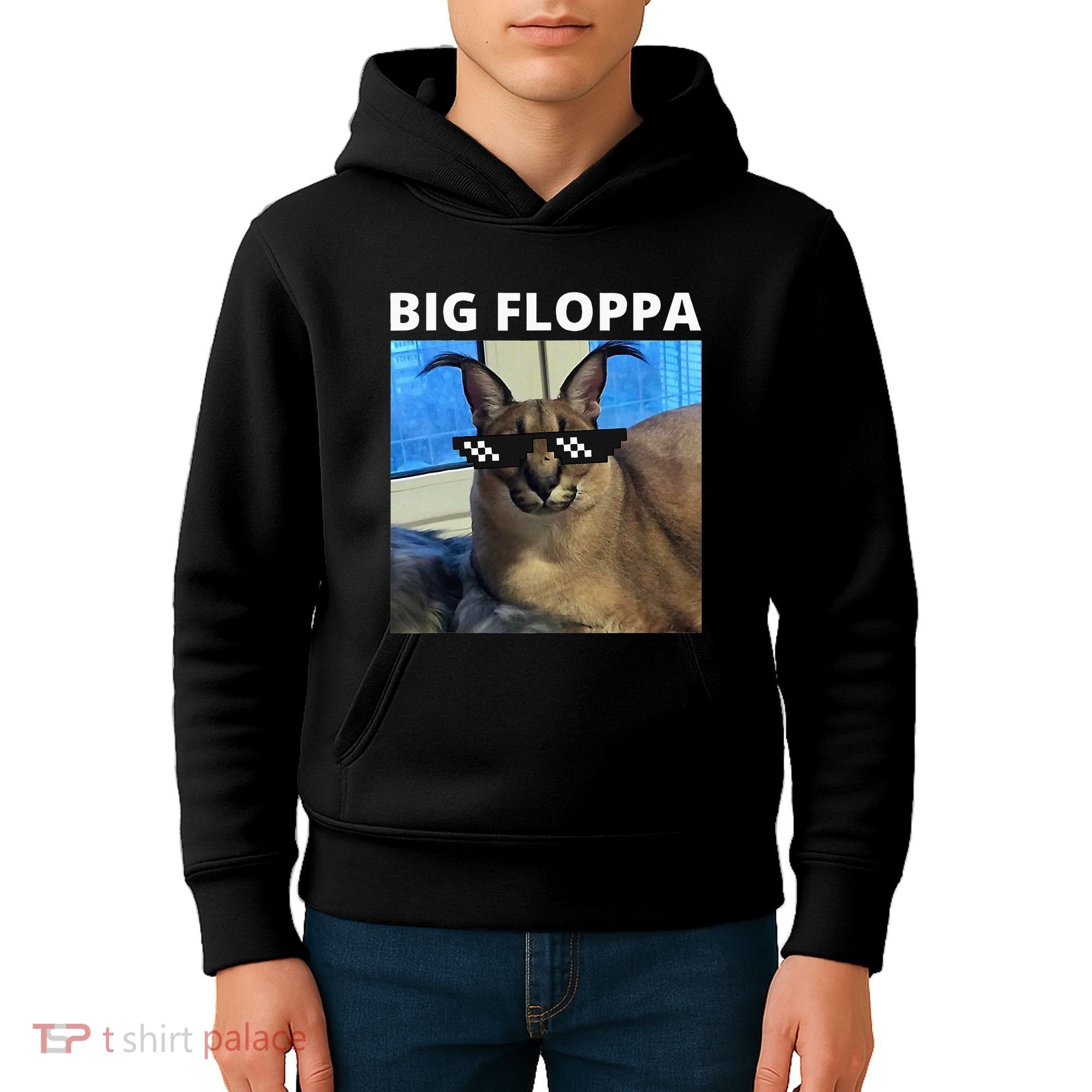 Big Floppa Meme Cat Kids Hoodie