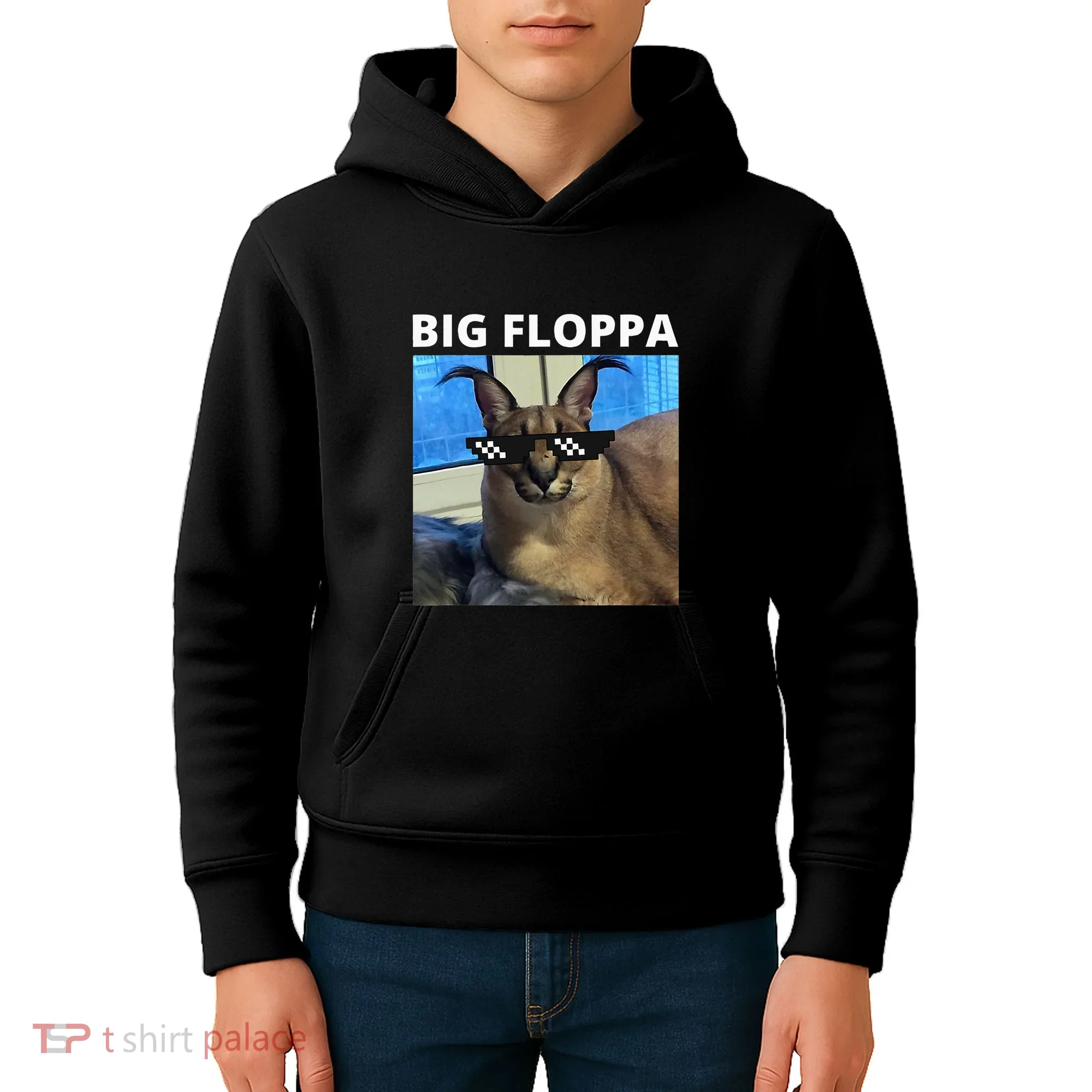 Big Floppa Meme Cat Kids Hoodie
