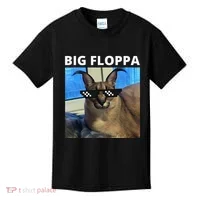Big Floppa Meme Cat Kids T-Shirt thumb 0