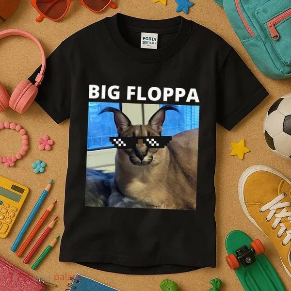 Big Floppa Meme Cat Kids T-Shirt