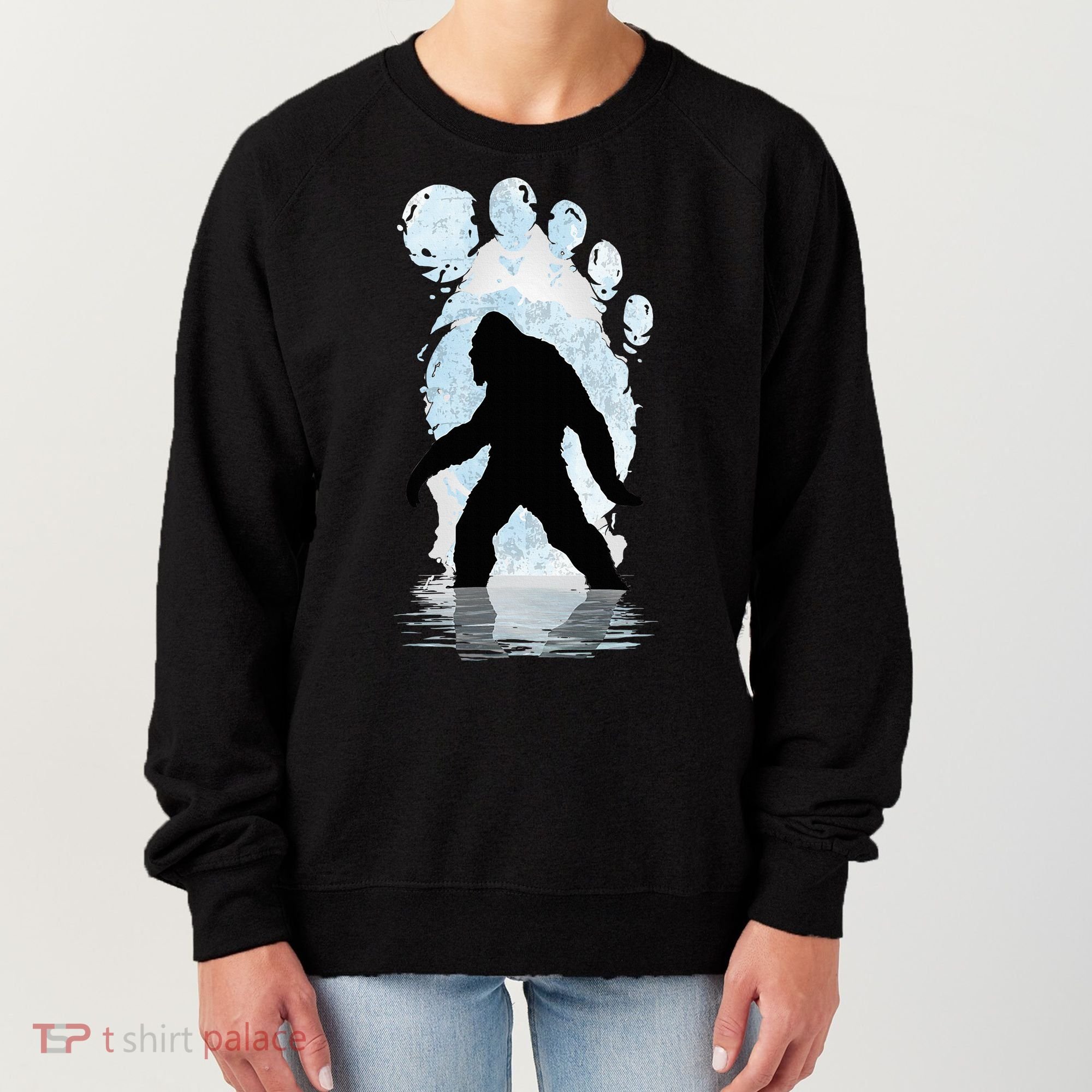 Bigfoot Footprint Moon Light Funny Sasquatch  Women's Sweatshirt