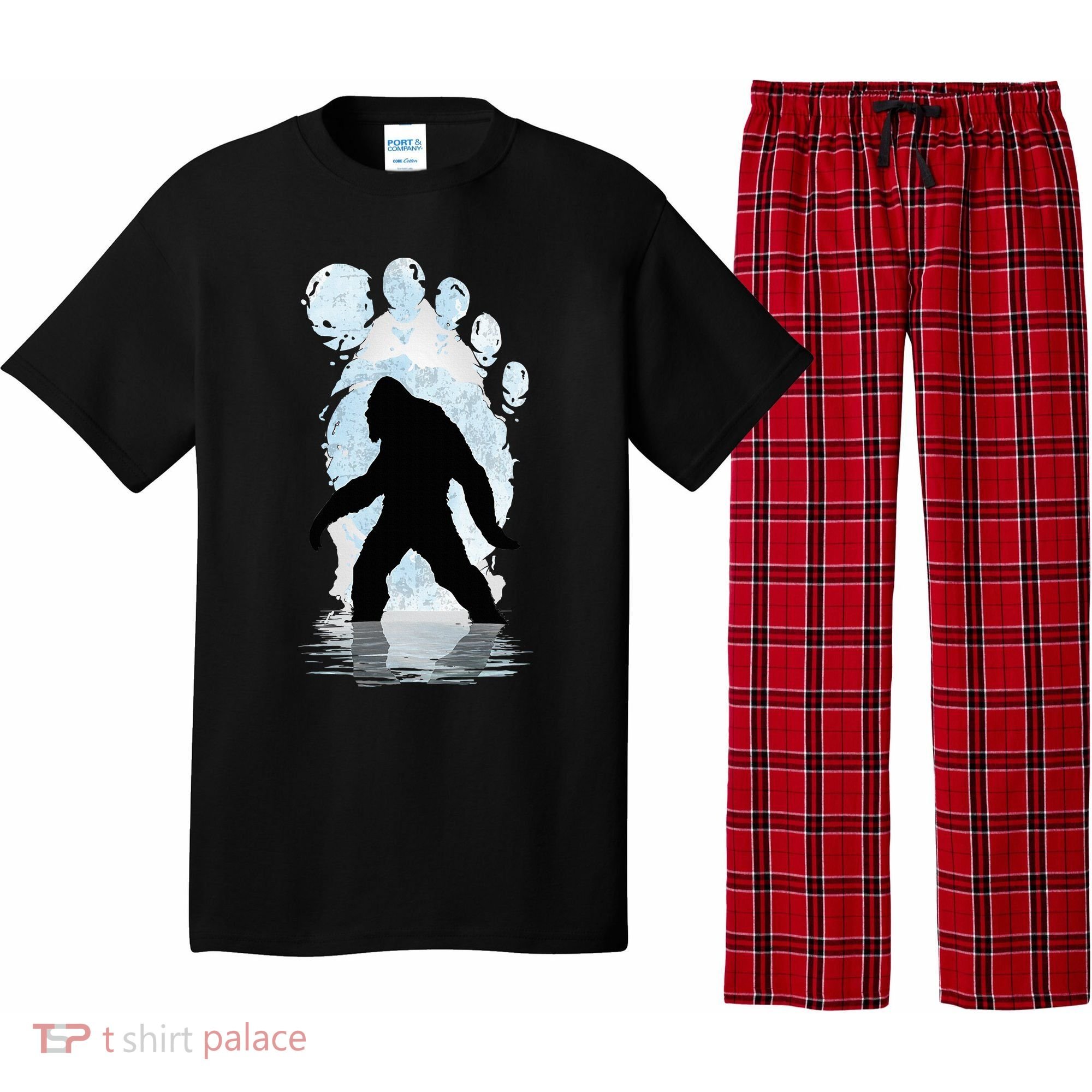 Bigfoot Footprint Moon Light Funny Sasquatch  Pajama Set